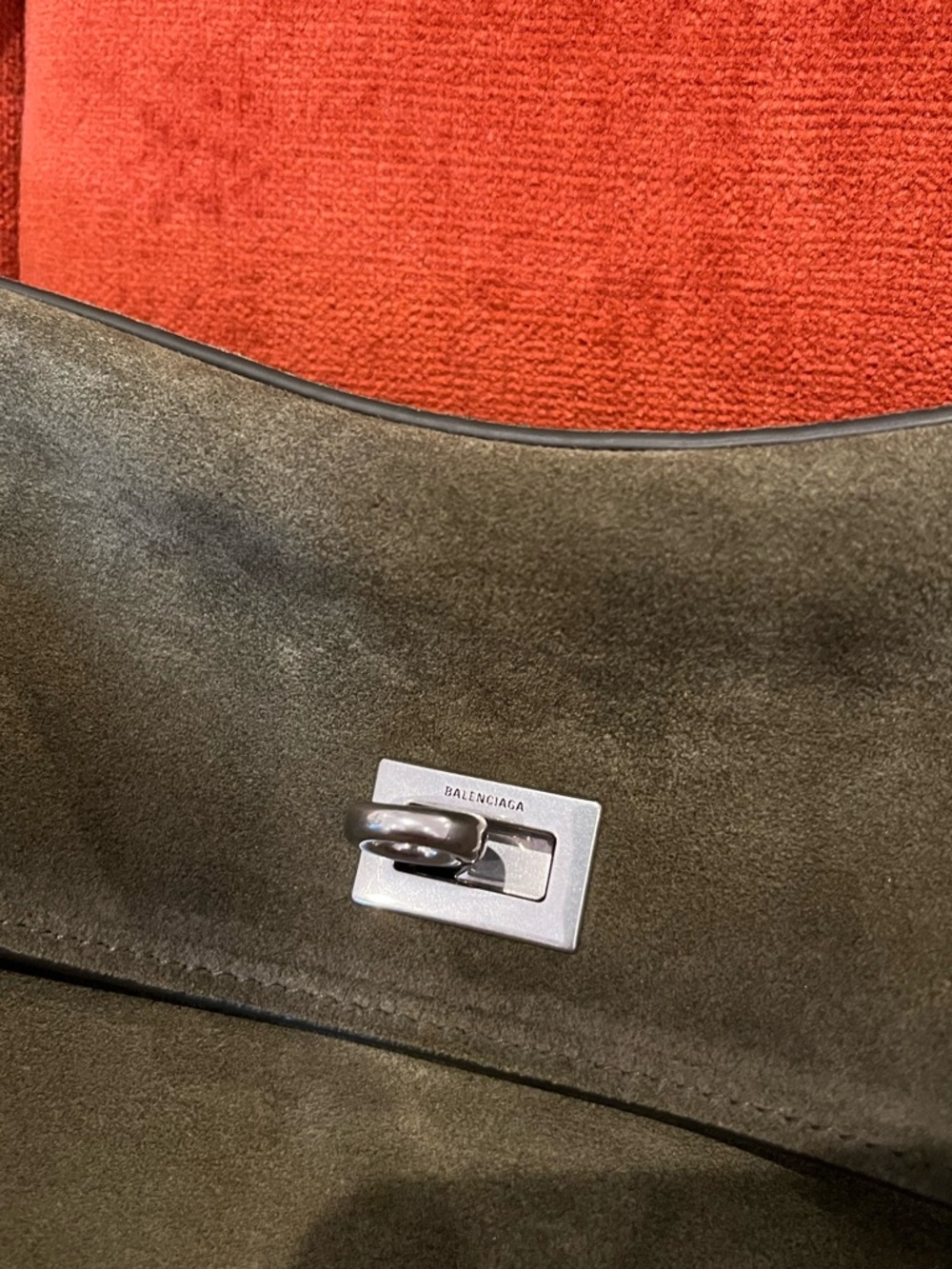 Balenciaga Rodeo Medium Suede Khaki Shoulder Bag with Silver Hardware - Picture 3 of 10